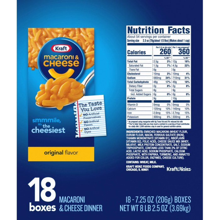 Mac n cheese nutrition facts