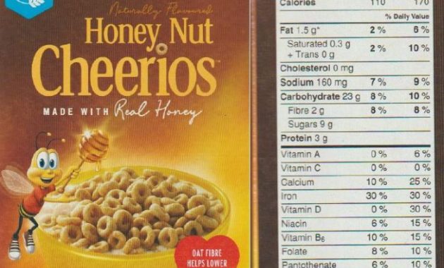 Cheerios nutrition facts label