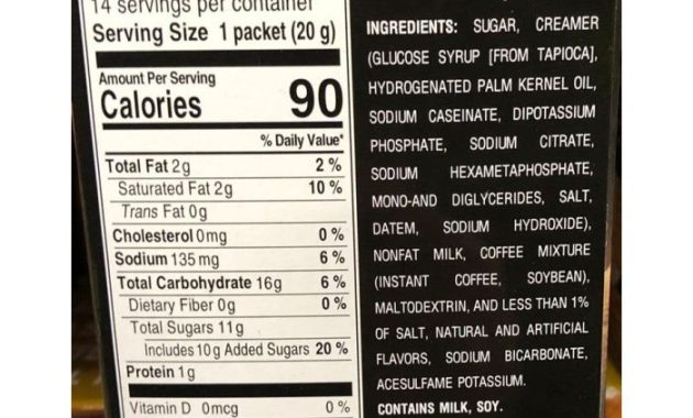 Nutrition facts for 8 oz coffee