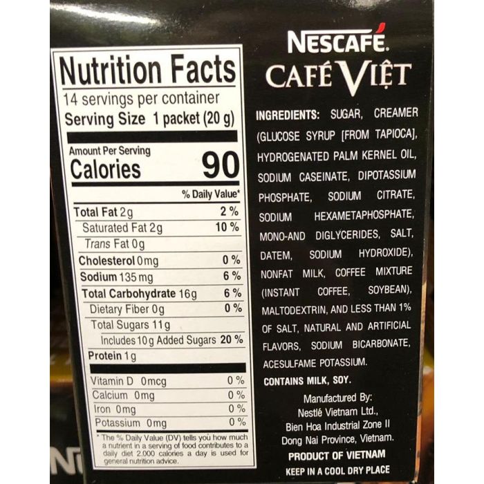 Nutrition facts for 8 oz coffee